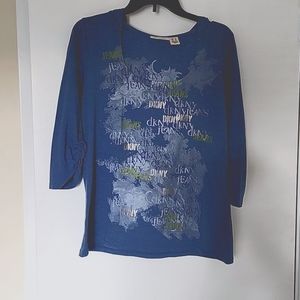 DKNY Blue Knit Top